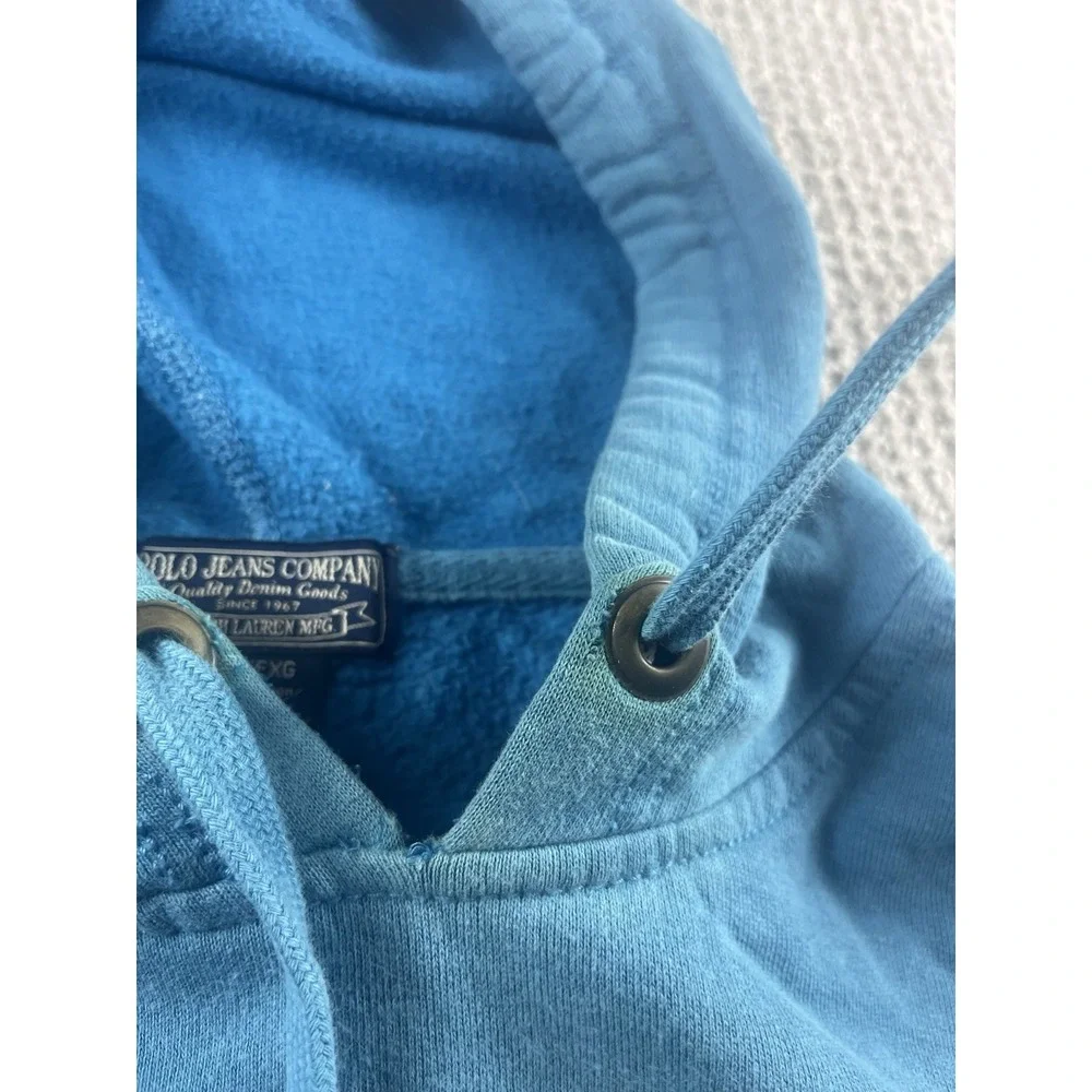 Vintage Polo Ralph Lauren Jean Co Hoodie Sweatshirt Blue Men's XL Boxy Fit